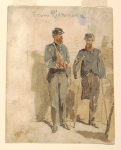 Piirros, "Richmondista"; kaksi haavoittunutta sotilasta, 1862 tekijältä Winslow Homer