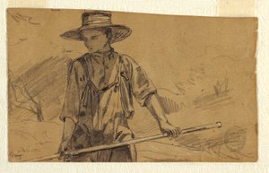 Piirros, heinänteko, n. 1864 tekijältä Winslow Homer