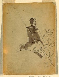 Piirros, Lanssarimies hevosen selässä, 1862 tekijältä Winslow Homer