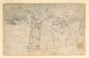 Piirros, Punainen valo, luultavasti 1883 tekijältä Winslow Homer