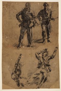 Piirustus, Sotilaiden tutkimuksia, 1863-65 tekijältä Winslow Homer