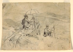 Piirros, Tutkimus "Taiteilijoiden luonnostelua Valkoisilla vuorilla" ja "Taiteilija maaseudulla" varten, 1868. tekijältä Winslow Homer