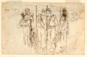 Piirros, Kävelyhaavoittuneet, 1861-62 tekijältä Winslow Homer