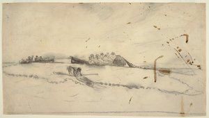 Piirros, Kolme venettä ja kalastajia asettamassa verkkoa, 1881-82 tekijältä Winslow Homer