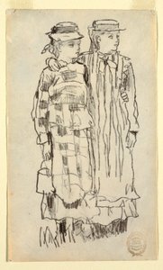 Piirros, Kaksi tyttöä, 1879 tekijältä Winslow Homer