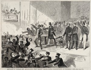Neekerien ja abolitionistien karkottaminen Tremontin temppelistä Bostonissa, Massachusettsissa, 3. joulukuuta 1860. tekijältä Winslow Homer