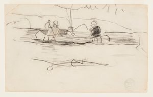 Kalastaja ja kaksi muuta miestä kanootissa tekijältä Winslow Homer