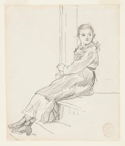 Tyttö istuu kuistilla tekijältä Winslow Homer
