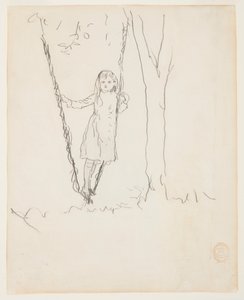 Tyttö seisoo keinussa tekijältä Winslow Homer