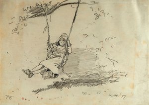 Tyttö keinussa, 1879 tekijältä Winslow Homer
