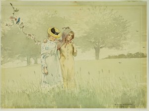 Tytöt kävelemässä hedelmätarhassa, 1879 tekijältä Winslow Homer