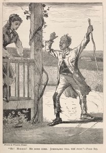 "Hei! H-O-O-O-O!  Hän on tullut.  Jumboloro kertoo sinulle ensin." tekijältä Winslow Homer