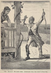 "Hei! H-o-o-o-o! Hän on tullut. Jumboloro Tell You Fust.", The Galaxy, kesäkuu 1869. tekijältä Winslow Homer