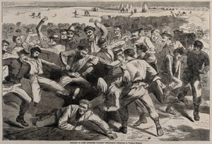 Loma leirillä - Sotilaat pelaamassa jalkapalloa, 1865. tekijältä Winslow Homer