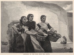 Kuuntelemassa ääntä kallioilta, The Century Magazine, marraskuu 1883. tekijältä Winslow Homer