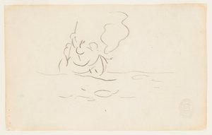 Mies kanootissa harppuunalla tekijältä Winslow Homer