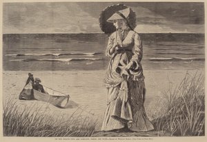 On the Beach - Two are Company, Three are None, julkaistu 1872. tekijältä Winslow Homer