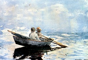 Soutuvene, 1880 (wc paperilla aluksella) tekijältä Winslow Homer