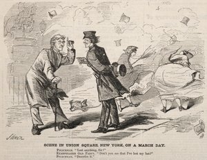 Kohtaus Union Squarella, New Yorkissa, maaliskuun päivänä tekijältä Winslow Homer