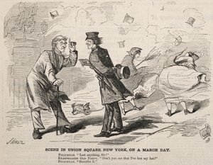 Kohtaus Union Squarella New Yorkissa maaliskuun päivänä 1860. tekijältä Winslow Homer