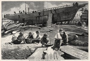 Laivanrakennus, Gloucesterin satama, 1873. tekijältä Winslow Homer