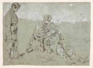Sotilas antaa vettä haavoittuneelle seuralaiselle tekijältä Winslow Homer