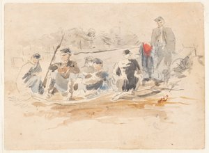 Sotilaat istuvat ryhmässä tekijältä Winslow Homer