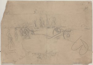 Sotilaat ja tykki [verso], 1862. tekijältä Winslow Homer