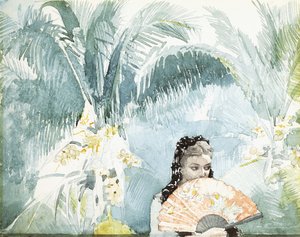 Espanjalainen tyttö tuulettimen kanssa, 1885 tekijältä Winslow Homer