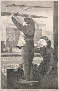 Kiitospäivä - Musketin ripustaminen, 1865. tekijältä Winslow Homer