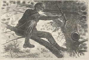 Potomacin armeija - tarkka-ampuja vartiossa, 15. marraskuuta 1862 (puukaiverrus) tekijältä Winslow Homer