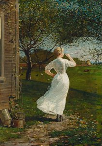 Päivällistorvi (torven puhaltaminen meren rannalla) tekijältä Winslow Homer