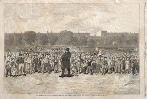 Heinäkuun neljäs päivä Tompkins Squarella, New Yorkissa - "Sogerit ovat tulossa" tekijältä Winslow Homer