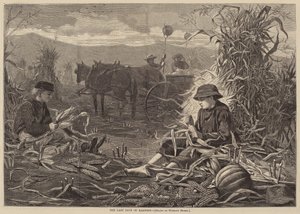 Elonkorjuun viimeiset päivät, julkaistu 1873. tekijältä Winslow Homer