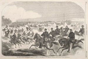 Unionin ratsuväki ja tykistö lähdössä kapinallisten perään Yorktownin kiertotietä pitkin. tekijältä Winslow Homer