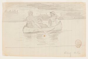 Kolme miestä kanootissa, Il Manigne, Quebec tekijältä Winslow Homer