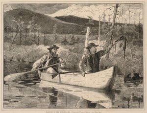 Trapping in the Adirondacks, alkaen Every Saturday: Ilustrated Journal of Choice Reading, 24. joulukuuta 1870. tekijältä Winslow Homer