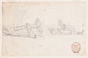 Kaksi venettä rannalla figuurien kanssa, Cullercoats, Englanti tekijältä Winslow Homer