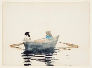Kaksi tyttöä soutuveneessä tekijältä Winslow Homer