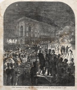 Unionin kokous ulkoilmassa Musiikkiakatemian ulkopuolella tekijältä Winslow Homer