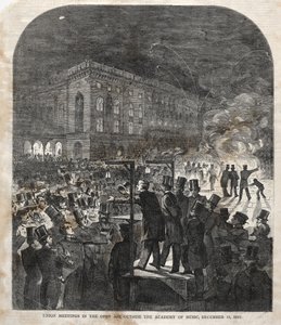 Liittokokous Musiikkiakatemian ulkopuolella, 1859. tekijältä Winslow Homer