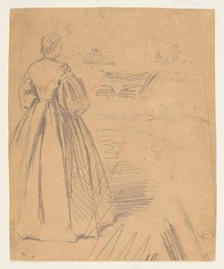 Nainen seisoo pianon edessä tekijältä Winslow Homer