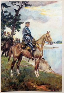 Ratsastusmuotokuva Marechal Jozef (Joseph) Klemens Pilsudskista (1867-1935) suosikkihevosella Kasztanka. Woiciech Von Kossakin (1857-1942) maalaus