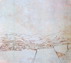 Näkymä Urfahrista, c1510-1553 tekijältä Wolf Huber