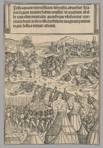 Ranskalaisen kaupungin antautuminen, levy 12 historiallisista kohtauksista keisari Maximilian I:n elämästä Riemukaarista tekijältä Wolf Traut
