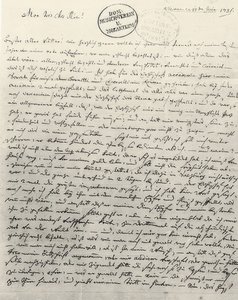 Käsinkirjoitettu kirje isälle. Wien 13. kesäkuuta 1781 tekijältä Wolfgang Amadeus Mozart