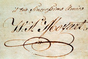Itävaltalaisen säveltäjän Wolfgang Amadeus Mozartin (1756-1791) allekirjoitus