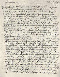 Wolfgang Amadeus Mozart (1756-1791) itävaltalainen säveltäjä. Käsinkirjoitettu kirje isälle. Wien 6. joulukuuta 1783