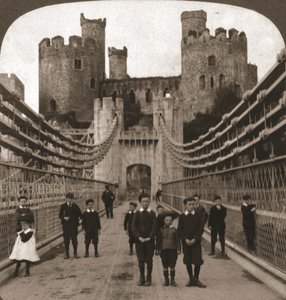Conway, Wales, Keskiaikainen linna ja silta, 1901.