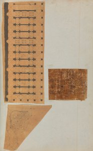 Sivu leikekirjasta, joka sisältää piirustuksia ja useita arkkitehtuurivedoksia, Int..., ca. 1800-1850. Tekijät: Charles Percierin työpaja, Pierre François Léonard Fontainen työpaja. tekijältä Workshop of Charles Percier, Workshop of Pierre